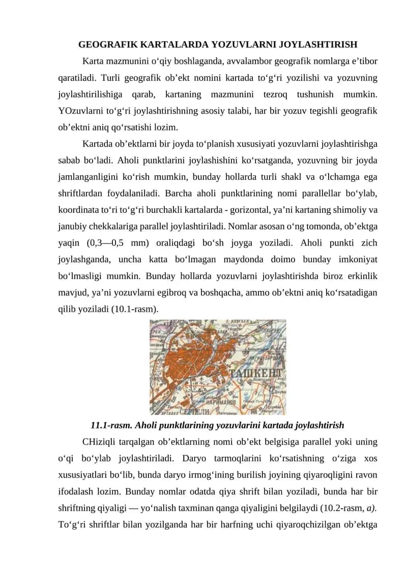 Geografik kartalarda yozuvlarni joylashtirish