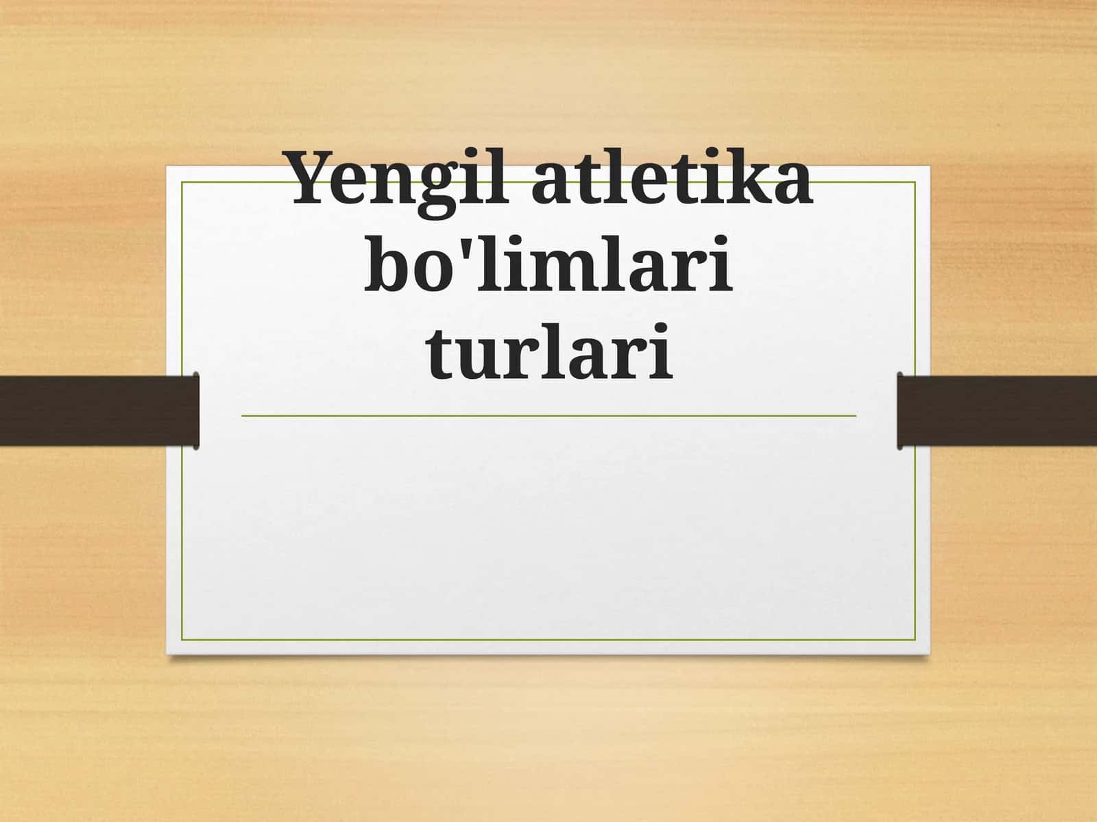 Yengilatletika bo'limlari turlari