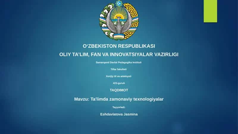 Ta'limda zamonaviy texnologiyalar