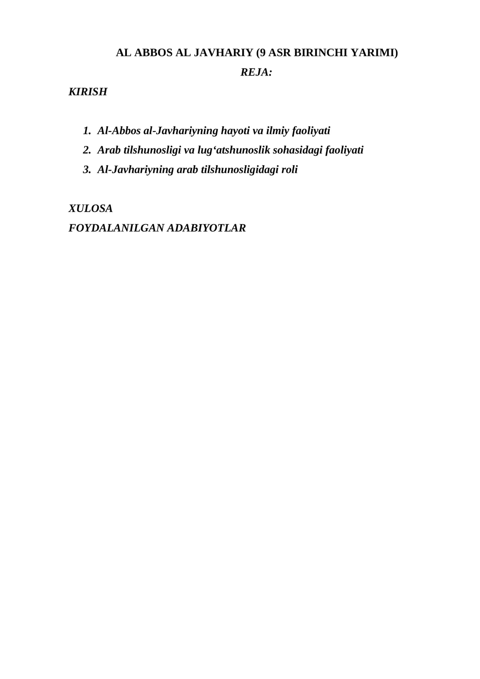AL ABBOS AL JAVHARIY (9 ASR BIRINCHI YARIMI)