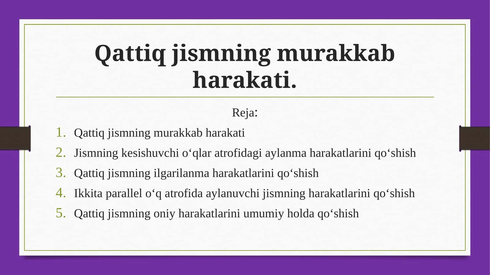 Qattiq jismning murakkab harakati