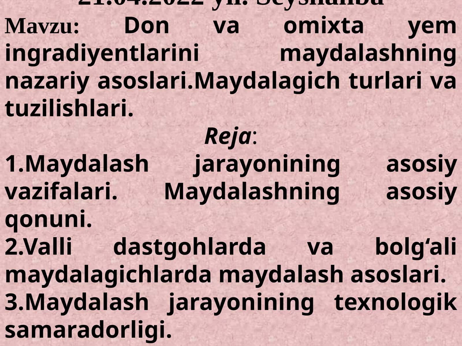 Maydalashning nazariy asoslari