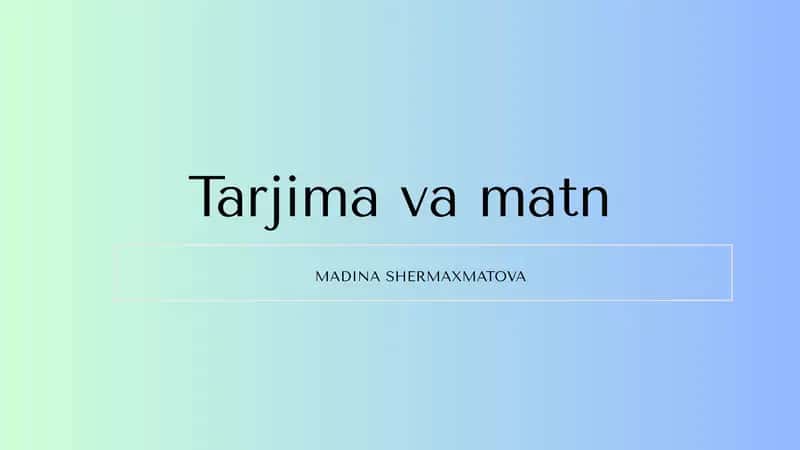 Tarjima va matn