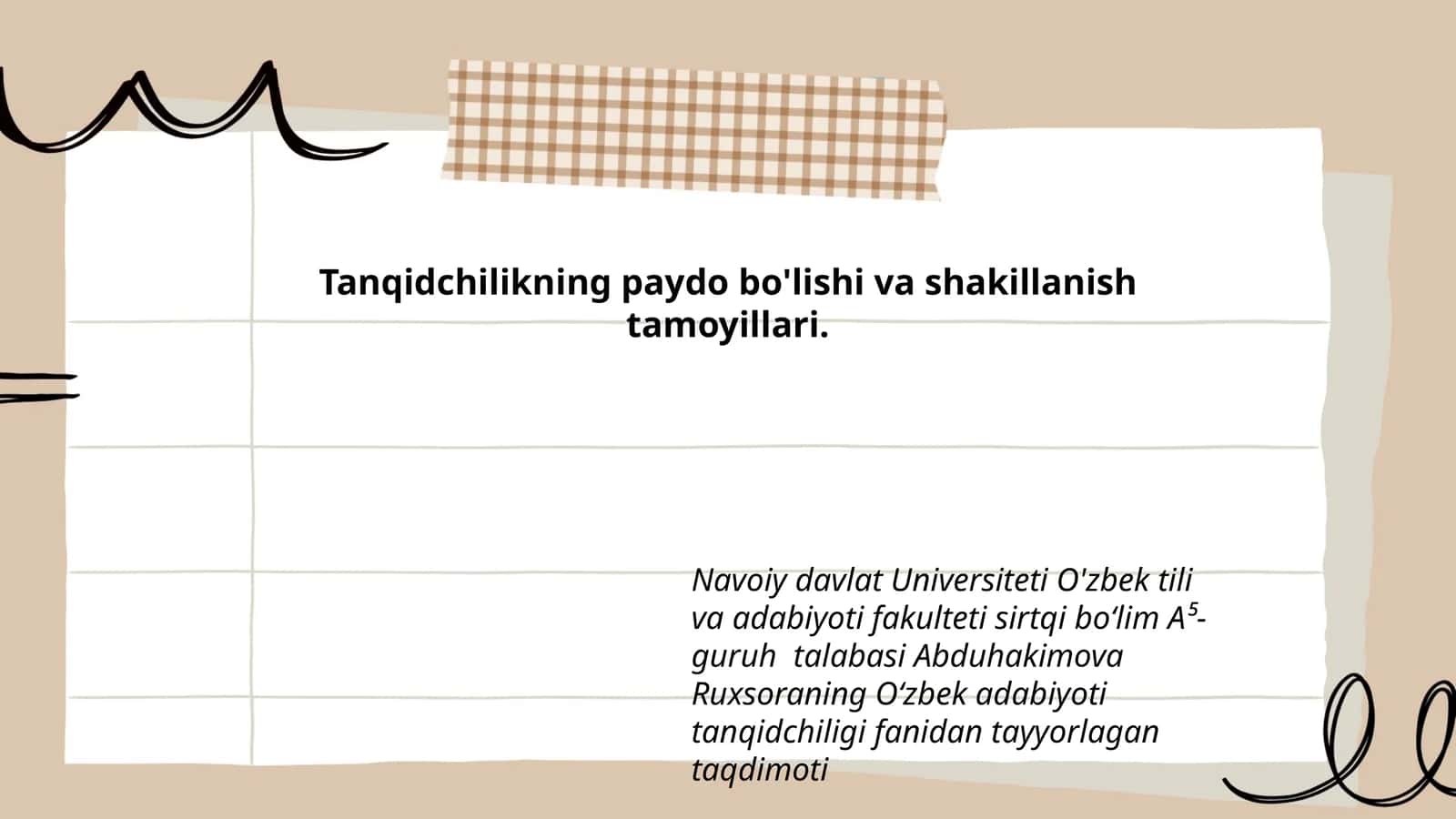 O'zbek adabiyoti tanqidchiligi fanidan taqdimot