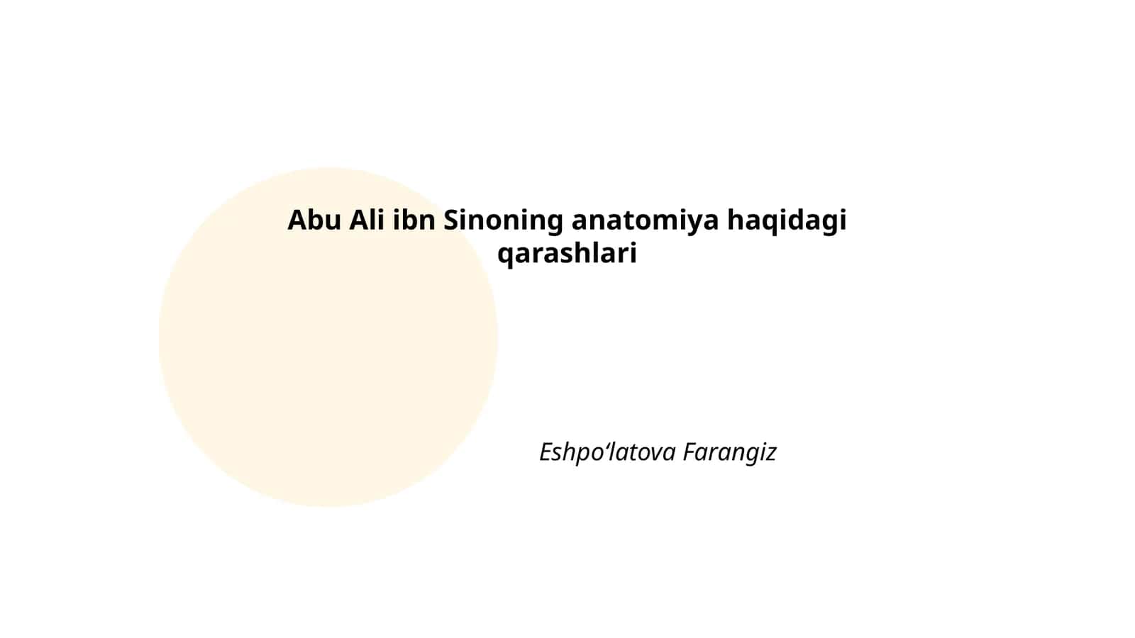 Abu Ali ibn Sinoning anatomiya haqidagi qarashlari
