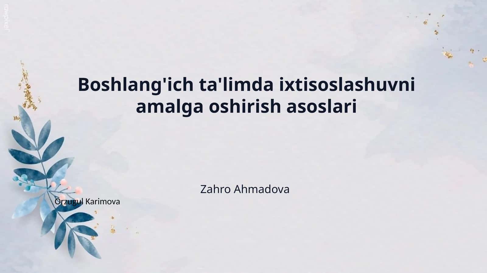 Boshlang'ich ta'limda ixtisoslashuvni amalga oshirish asoslari