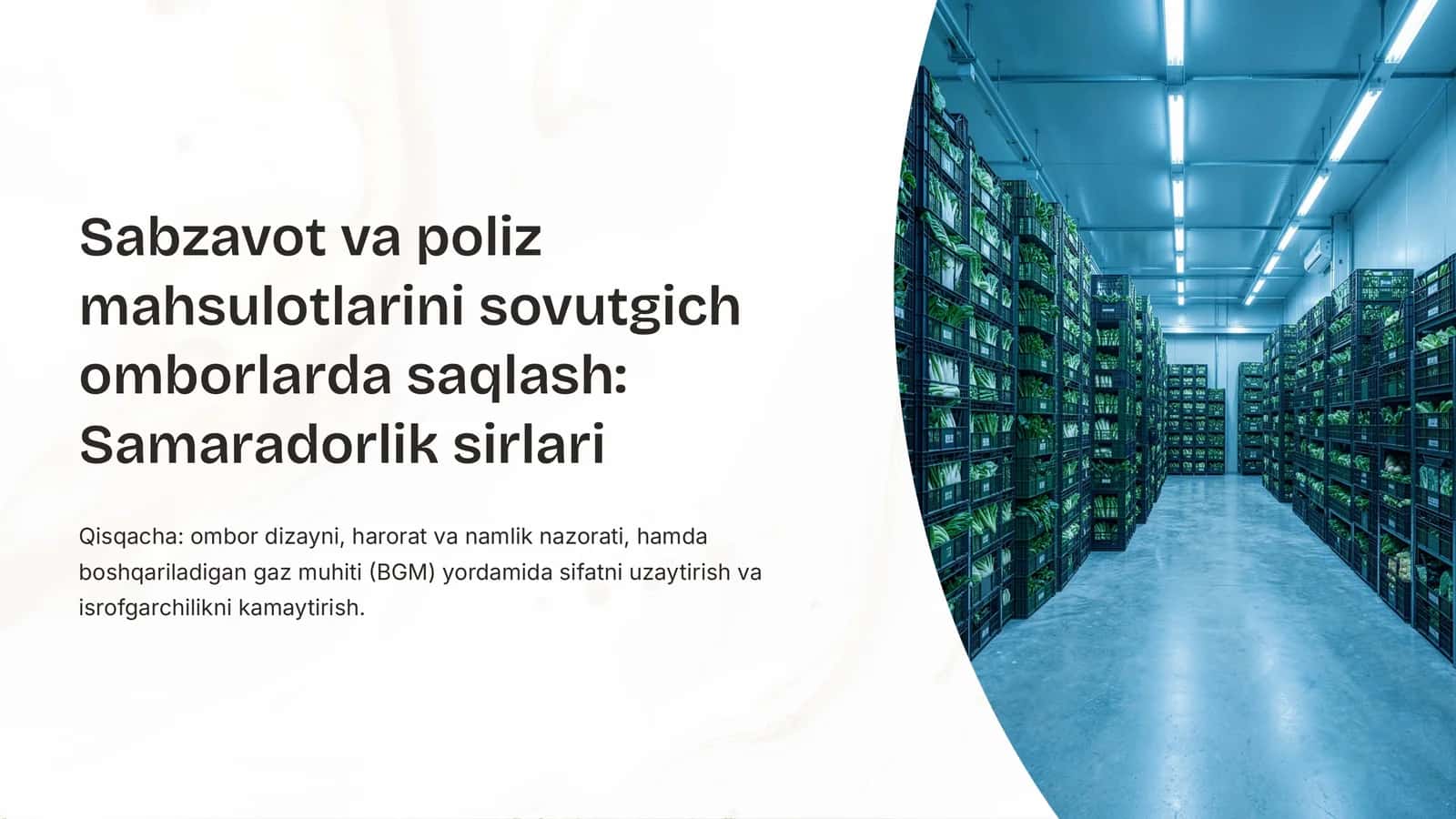 Sabzavot va poliz mahsulotlarini sovutgich omborlarda saqlash: Samaradorlik sirlari