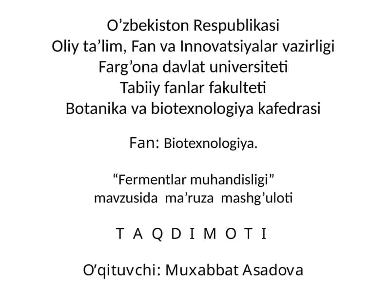 Fermentlarmuhandisligi(IIqism)