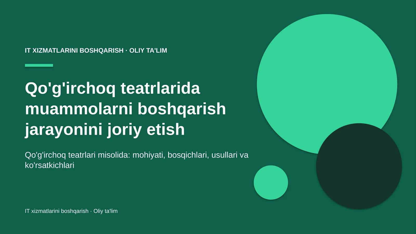 qo'g'irchoq teatrlarida muammolarni boshqarish jarayonini joriy etish 7859