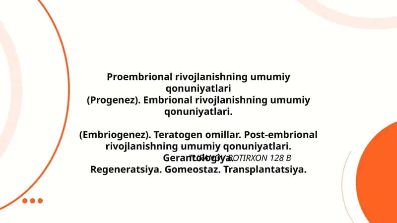 Proembrional rivojlanishning umumiy qonuniyatlari