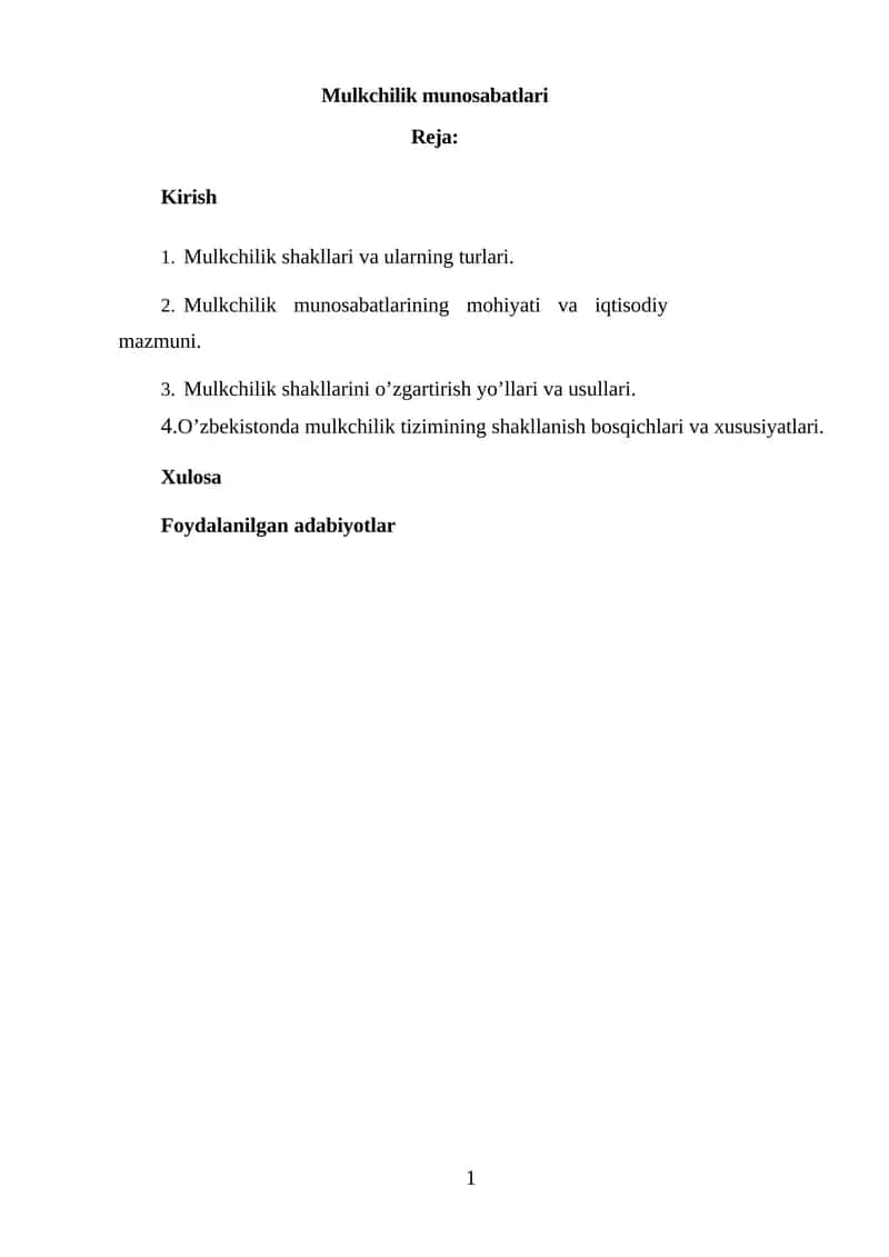 Mulkchilik munosabatlari