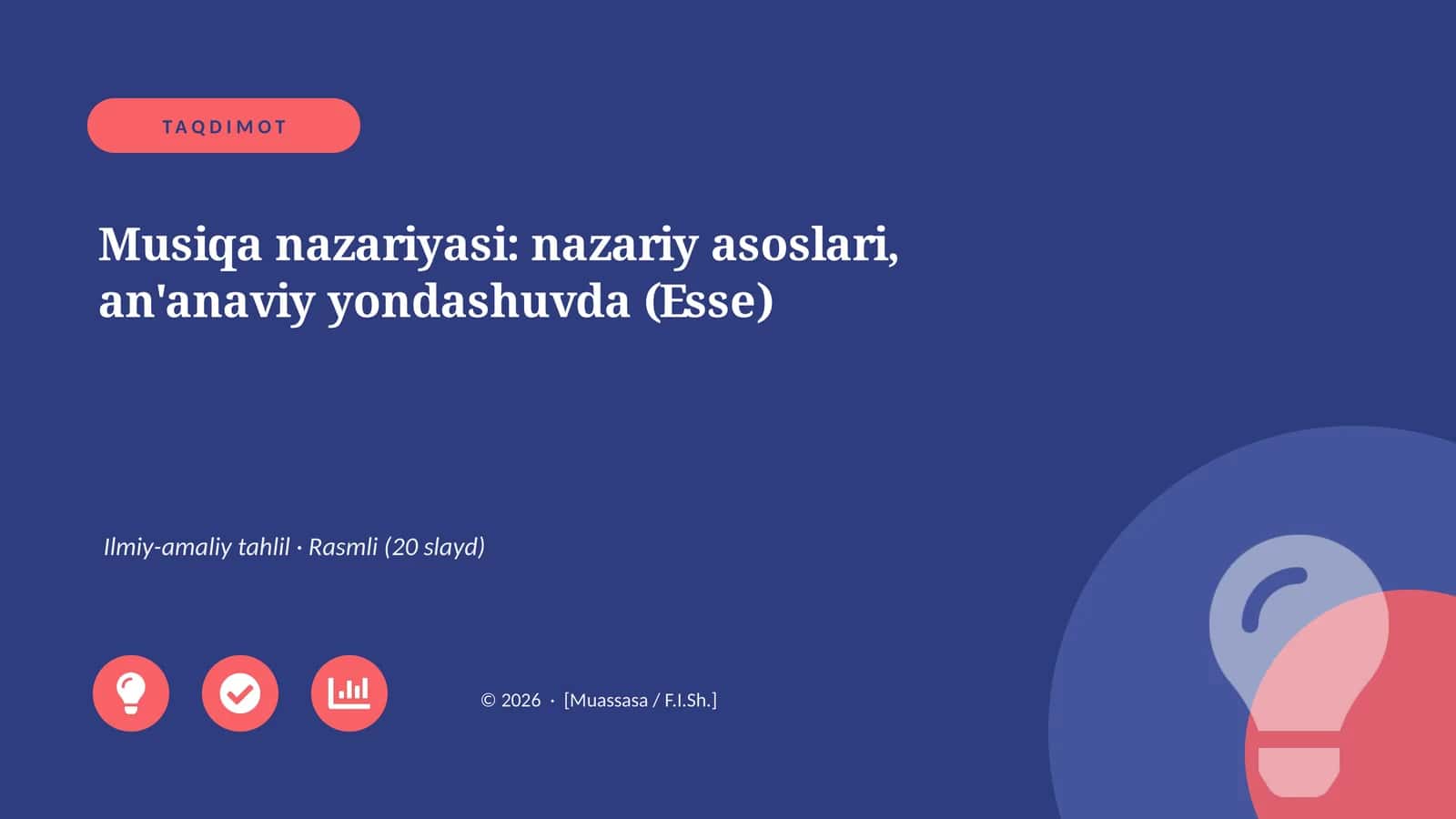 Musiqa nazariyasi: nazariy asoslari, an'anaviy yondashuvda (Esse)