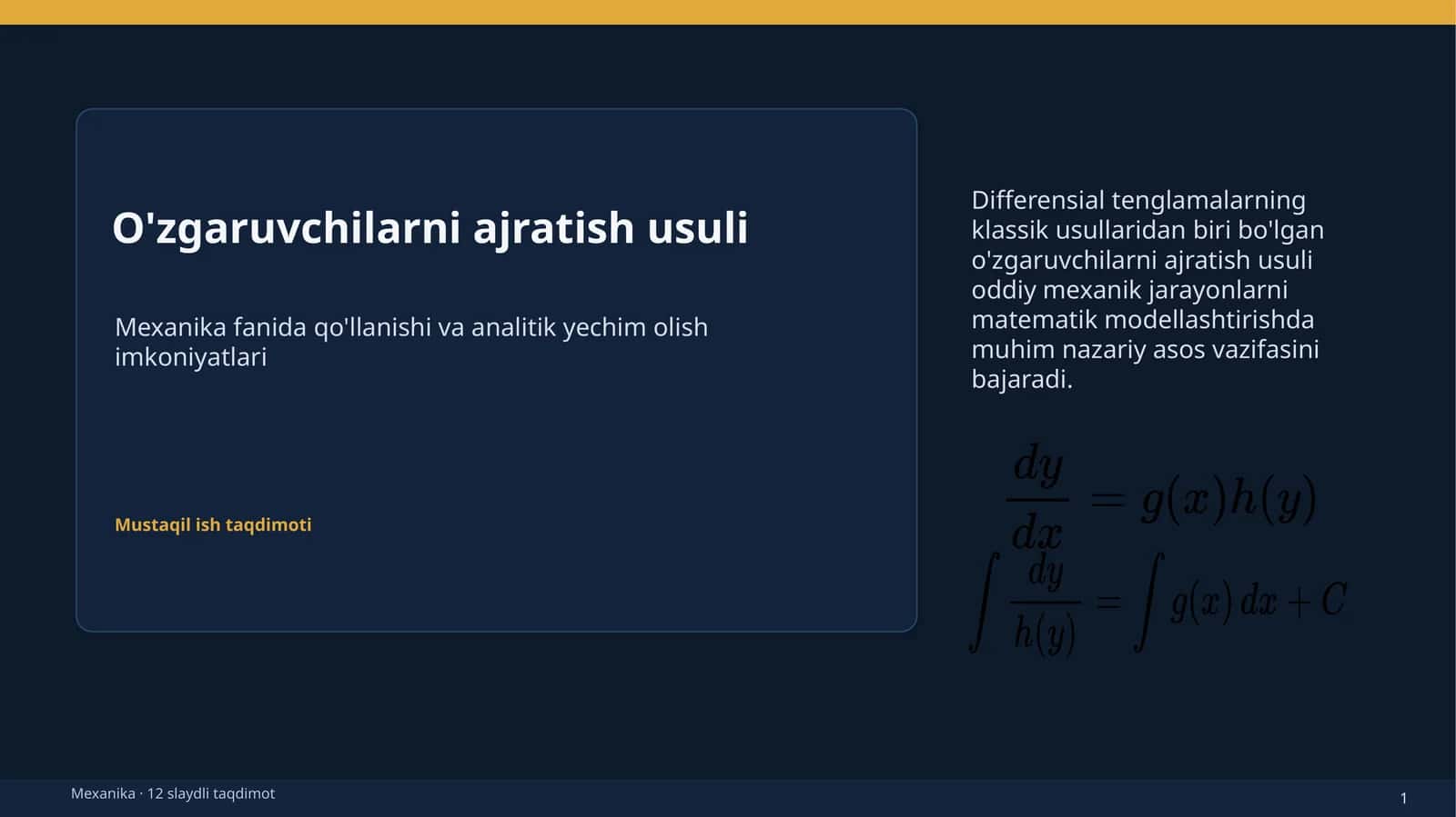 O'zgaruvchilarni ajratish usuli