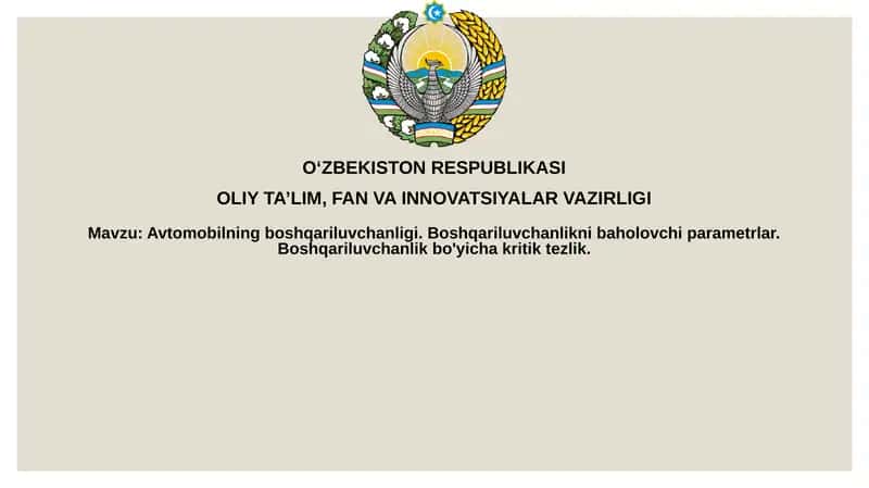 Avtomobilning boshqariluvchanligi