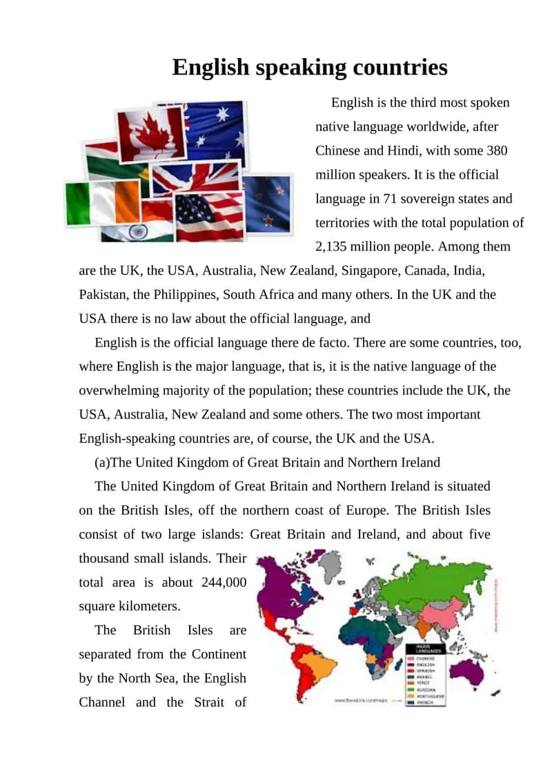 English Speaking Countries