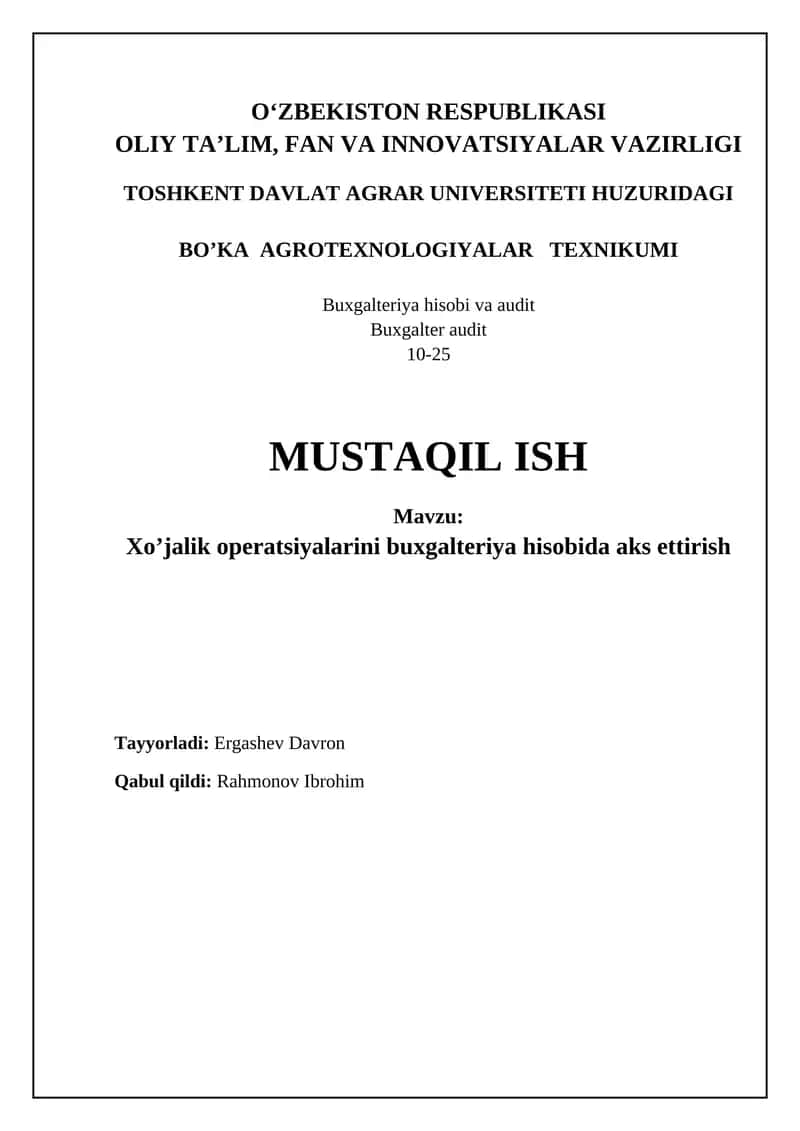 Buxgalteriya hisobi va audit