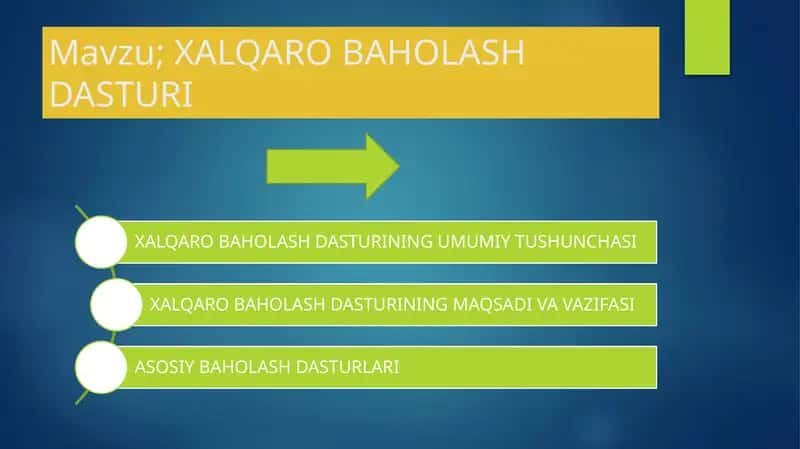 XALQARO BAHOLASH DASTURI