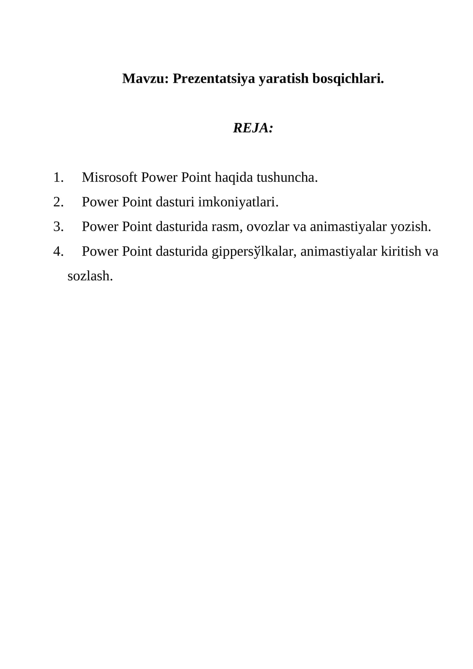 Reklama prezentatsiyasini yaratish