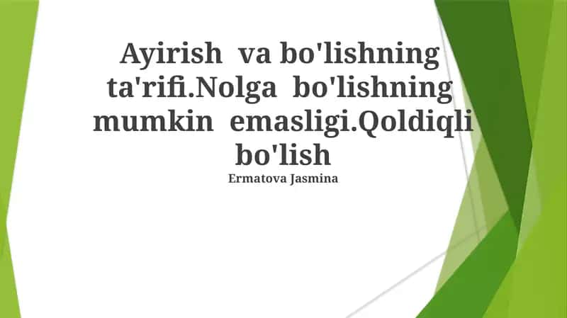 Bo'linish va uning ta'rifini tushunish