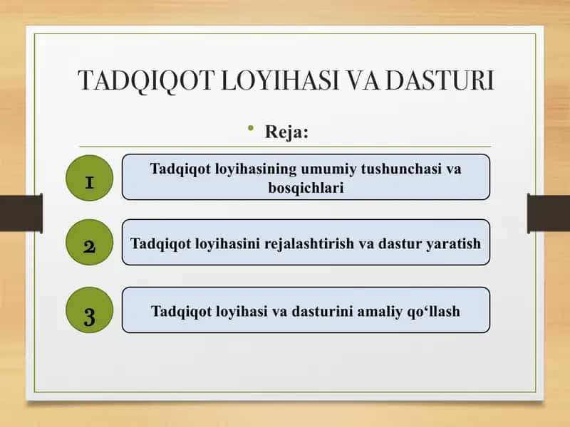 Tadqiqot loyihasi va dasturi