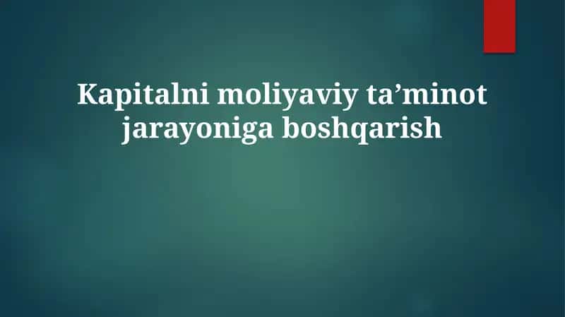 Kapital moliyalashtirish