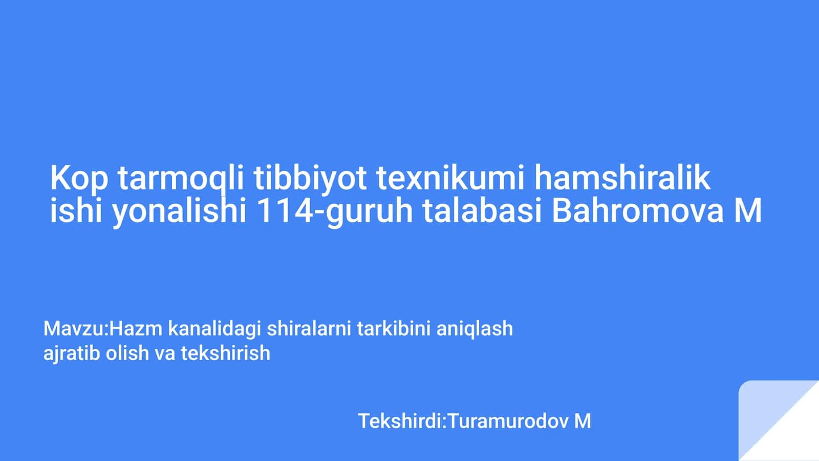 Hazm kanalidagi shiralarni tarkibini aniqlash ajratib olish va tekshirish