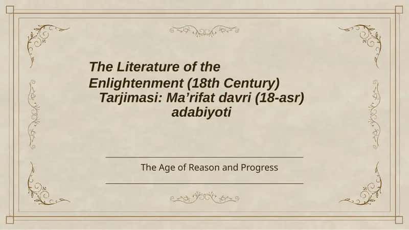 Ma’rifat davri (18-asr) adabiyoti