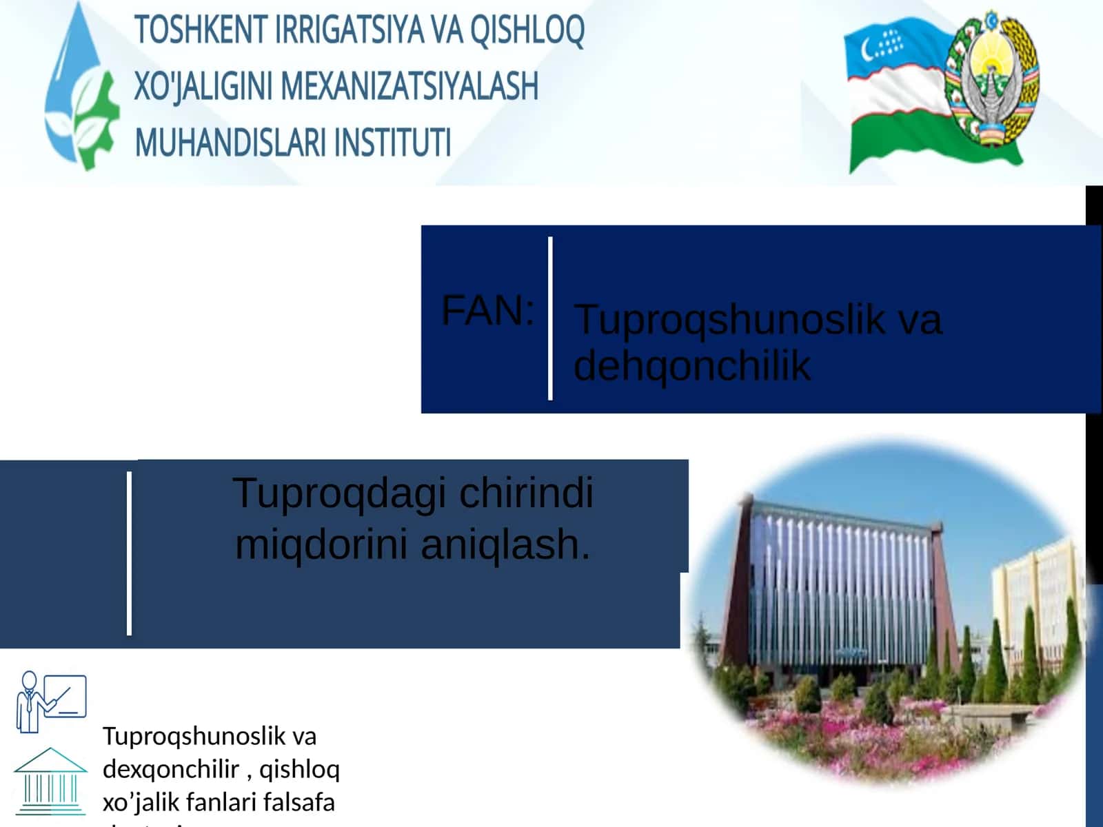 Tuproqshunoslik va dexqonchilir, qishloq xo’jalik fanlari falsafa doctori