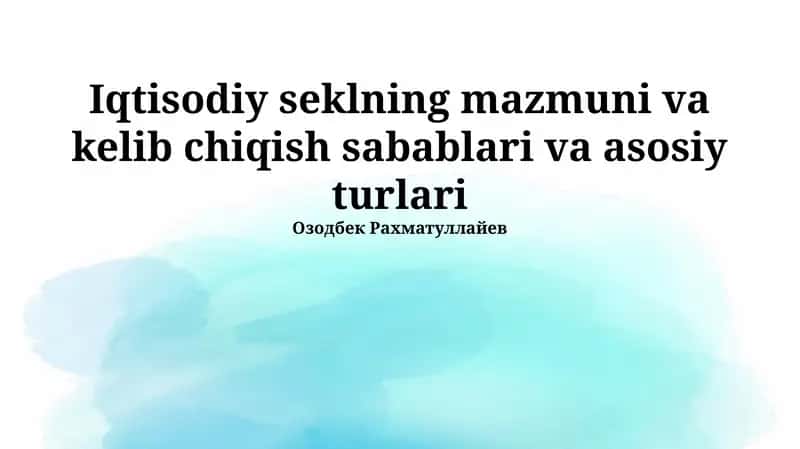 Zamonaviy iqtisodiy tizimlar