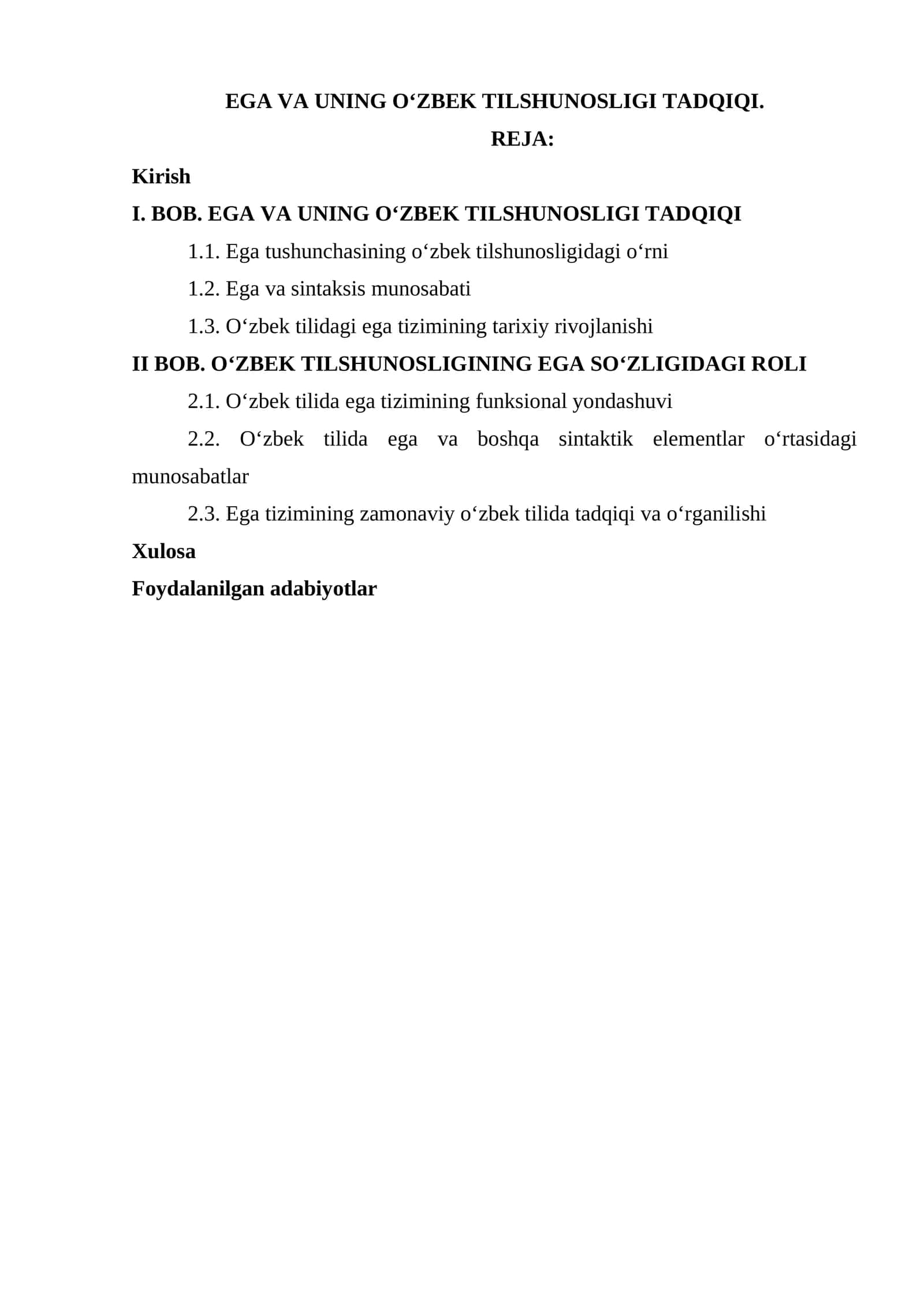 EGA VA UNING O‘ZBEK TILSHUNOSLIGI TADQIQI