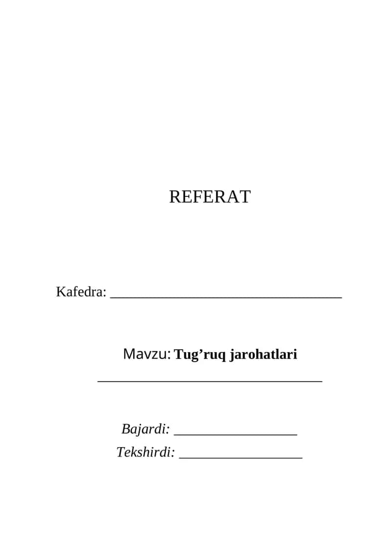 Tug’ruq jarohatlari