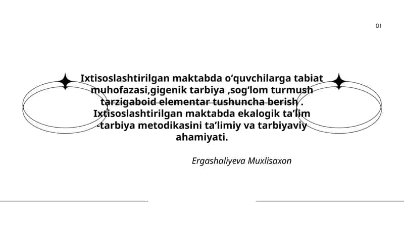 Ixtisoslashtirilgan maktabda ekalogik taʼlim -tarbiya metodikasi