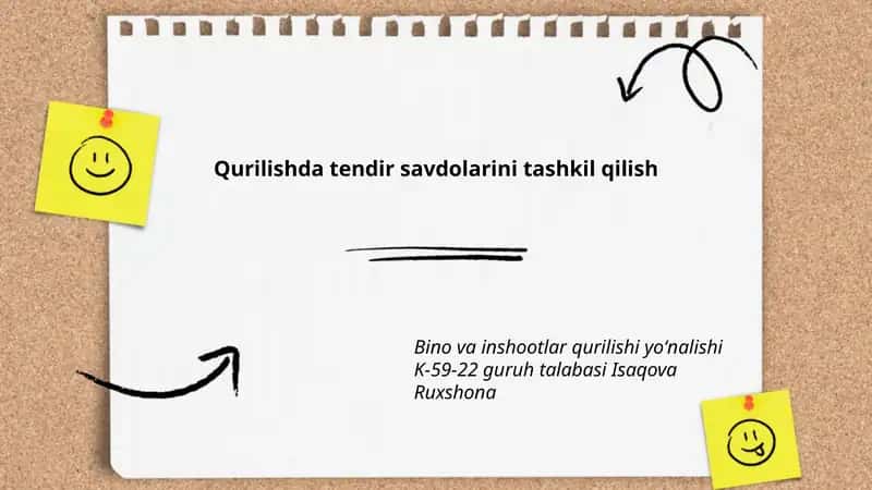 Qurilishda tendir savdolarini tashkil qilish