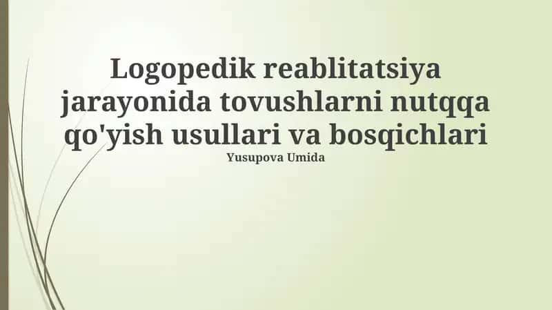 Nutq terapiyasi reabilitatsiyasida ovozni qayd etish bosqichlari