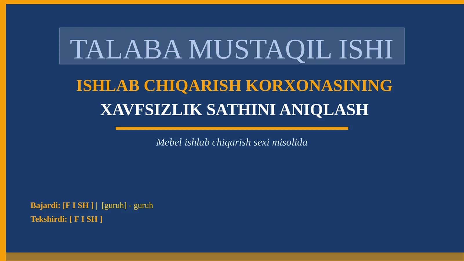 Xavfsizlik sathini aniqlash