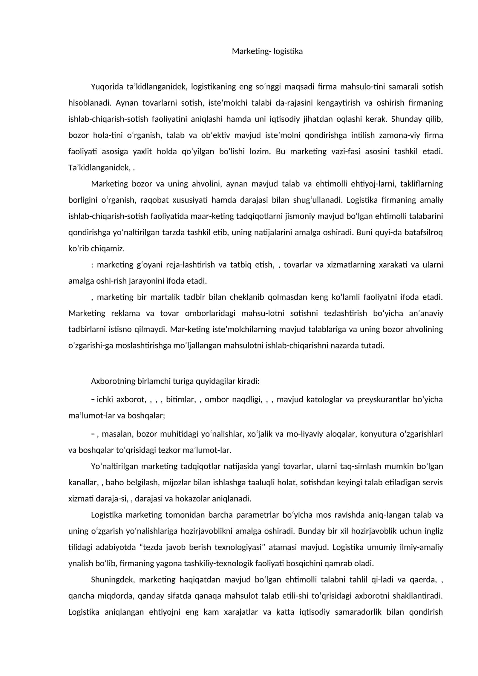 Marketing- logistika