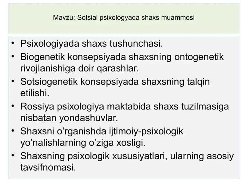 Sotsial psixologiya va shaxs muammosi