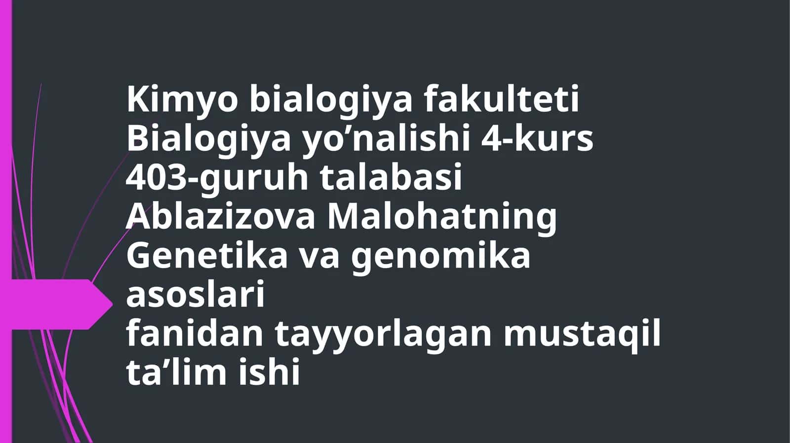 Genetika va genomika asoslari fani