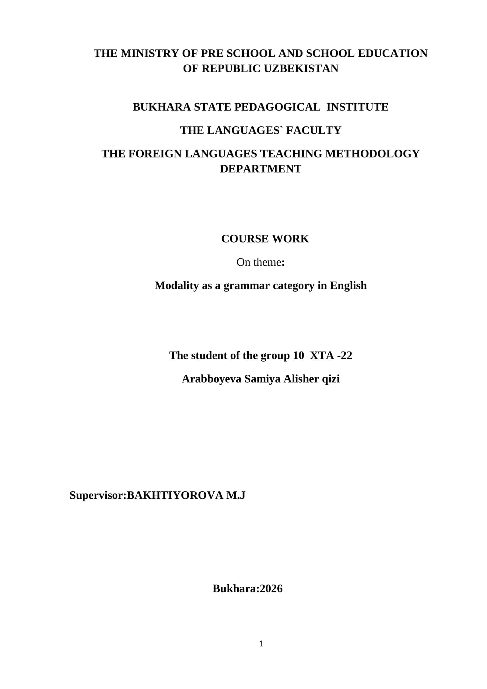 Modality as a grammar category in English