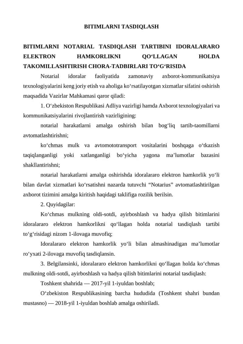 BITIMLARNI TASDIQLASH