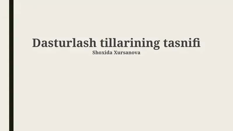Dasturlash tillarining tasnifi