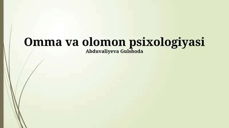 Omma va olomon psixologiyasi