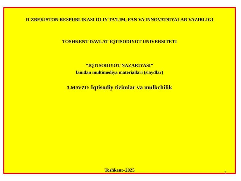 Iqtisodiyot Nazariyasi