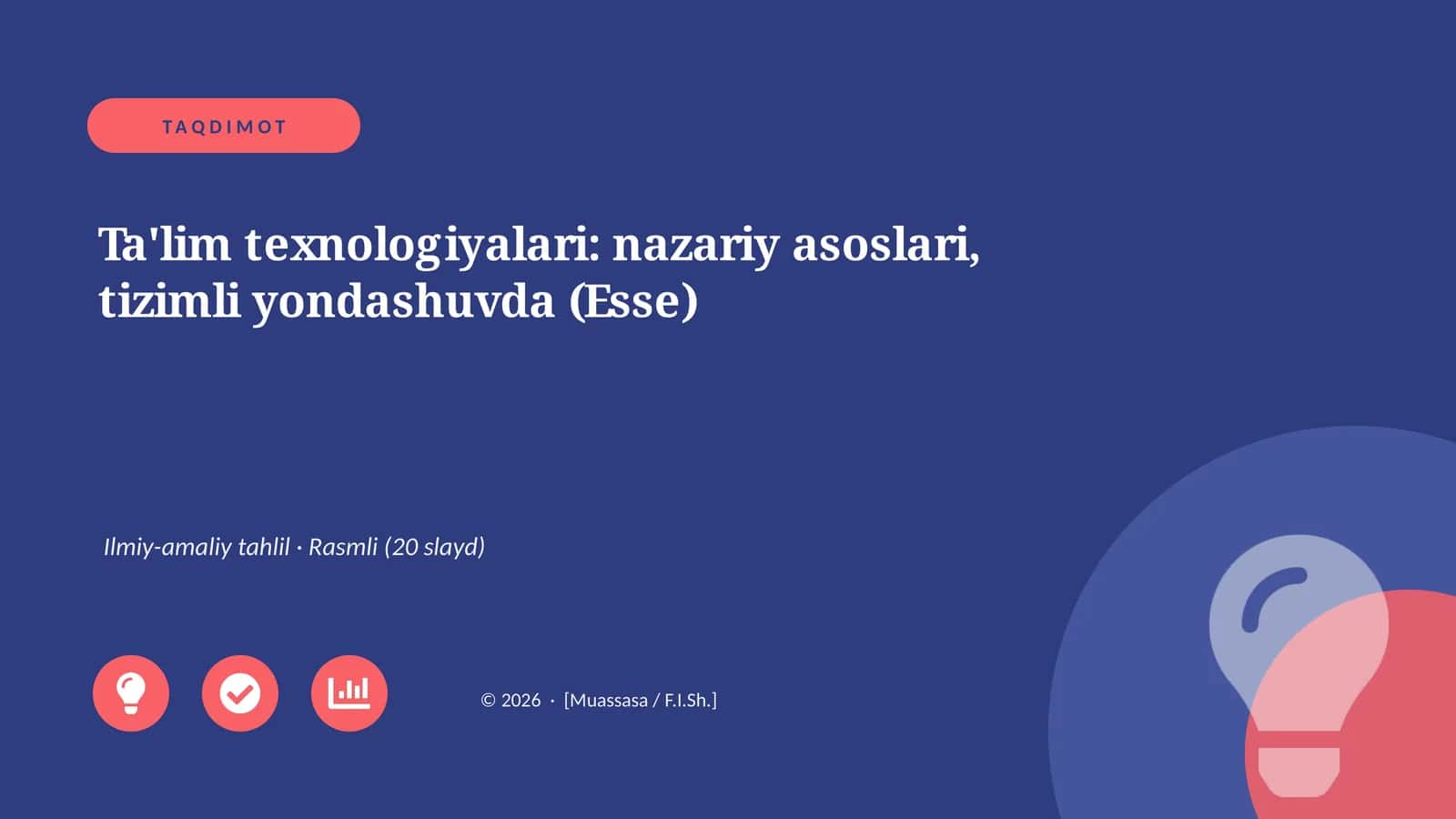 Ta'lim texnologiyalari: nazariy asoslari, tizimli yondashuvda (Esse)