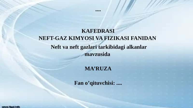 Neft va neft gazlaridagi Alkanlar
