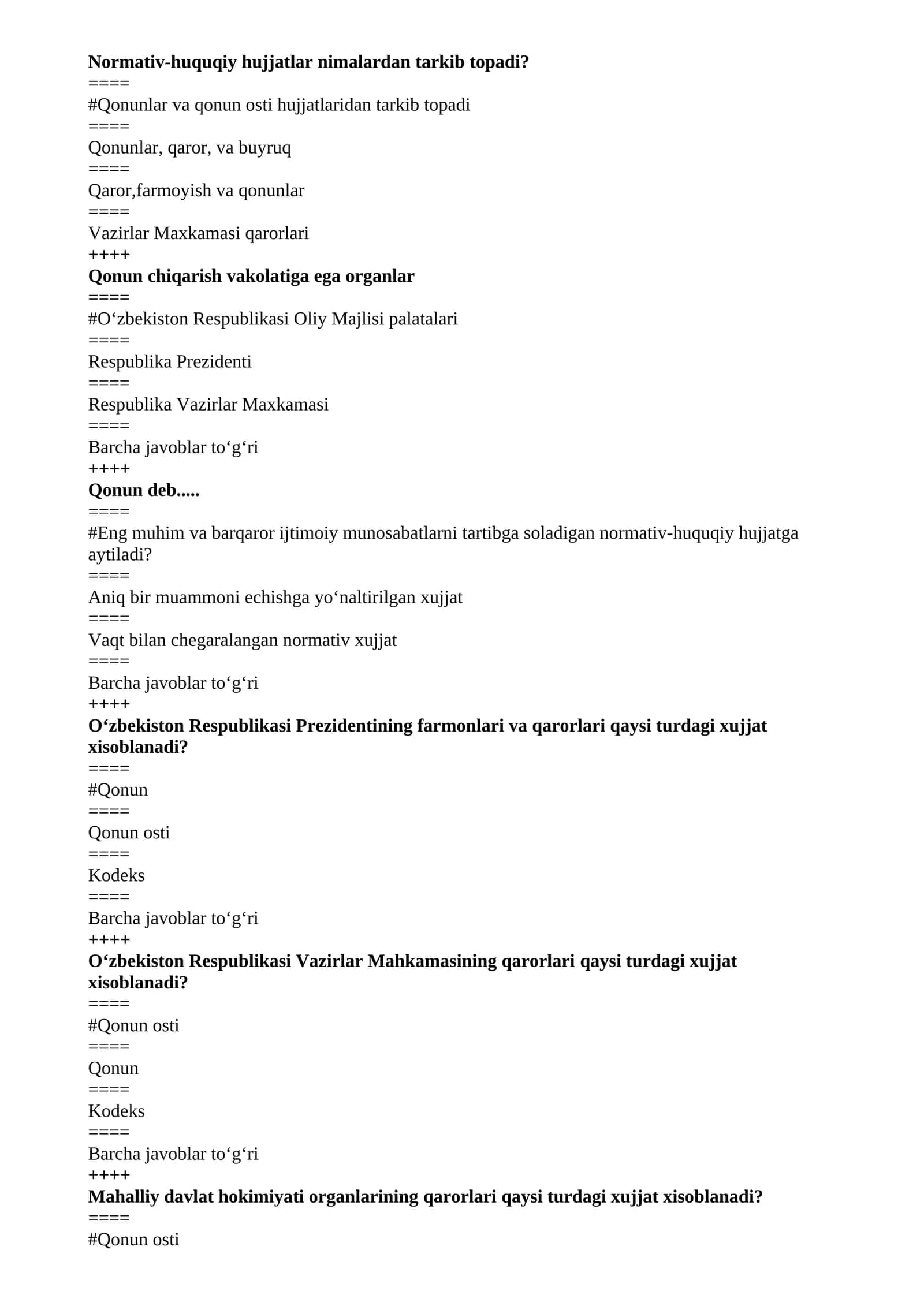 ARXITEKTURA ISHLARIDA MA'MURIY BOSHQARUV FANIDAN TEST SAVOL VA JAVOBI