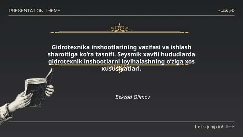 Gidrotexnika inshootlarining vazifasi va ishlash sharoitiga ko‘ra tasnifi