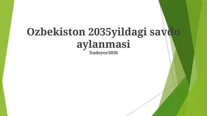 Ozbekiston 2035yildagi savdo aylanmasi