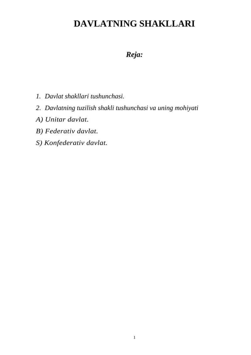 Davlatning Shakllari