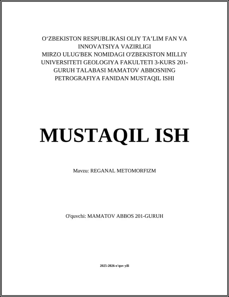 REGANAL METOMORFIZM